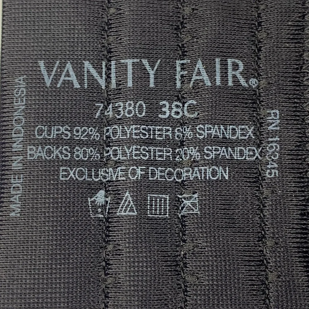 Vanity Fair NWOT Strapless Bra in Midnight Black Size 38C